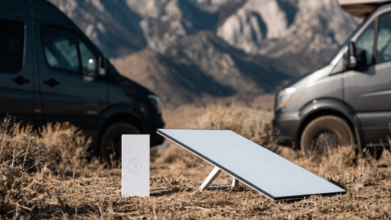 Starlink dish and Wi-Fi router — minimalist install